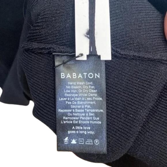 Aritzia Babaton Black Long Sleeve Stretchy Midi Anzai Dress Size L NWT - Picture 6 of 7